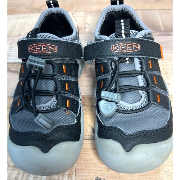 Keen Kids Gray & Orange Low-Top Sneakers Size 10 With Toggle Laces & Velcro Stra - Picture 1 of 6